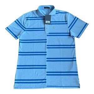 G/Fore Polo Shirt Golf Performance Striped Men's Large Sky Blue NWT $120